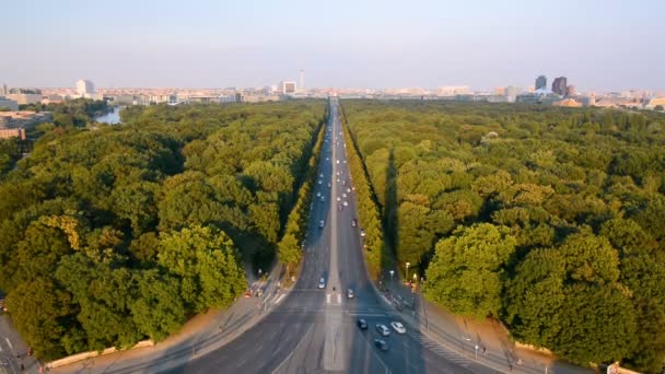 Aerial view of Berlin, Germany at sunset. View from the Victory Column — Stock Video