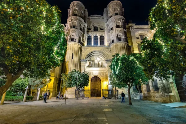 Decoraciones Navidad Alrededor Catedral Málaga España — Foto de Stock