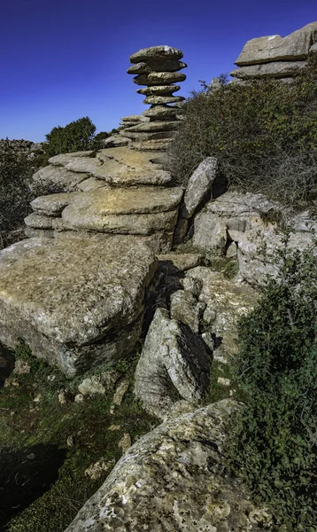 スペイン マラガのトルコ アンテケラの風景 珍しい石灰岩の地形の印象的なカルスト地形 — ストック写真