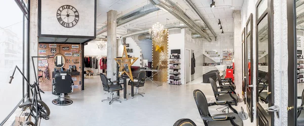 Blick Auf Einen Modernen Hellen Schönheitssalon Friseursalon Und Visagistik Friseursalon — Stockfoto