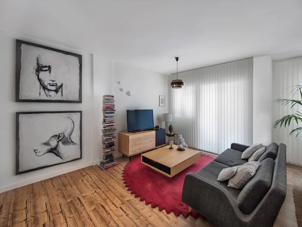 Malaga Spanien Februar 2018 Moderne Innendekoration Eines Wohnzimmers Mit Sofa — Stockfoto