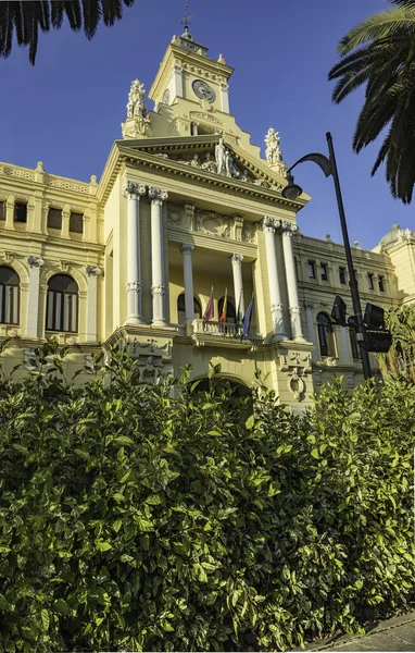 Hôtel Ville Ayuntamiento Malaga Coucher Soleil Malaga Espagne — Photo