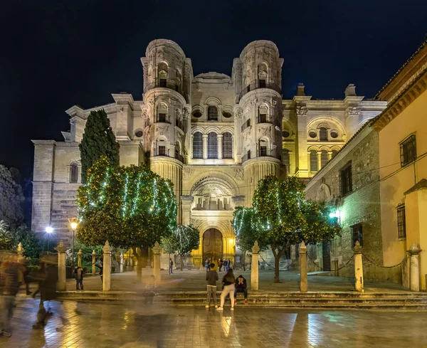 Decoraciones Navidad Alrededor Catedral Málaga España — Foto de Stock