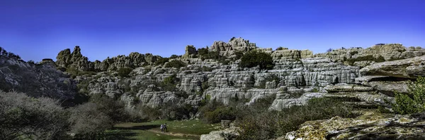 スペイン マラガのトルカル アンテケラのパノラマビュー 珍しい石灰岩の地形の印象的なカルスト地形 — ストック写真