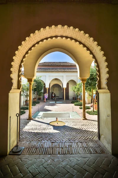 Arcos Esculpidos Interior Castelo Árabe Alcazaba Málaga Espanha — Fotografia de Stock
