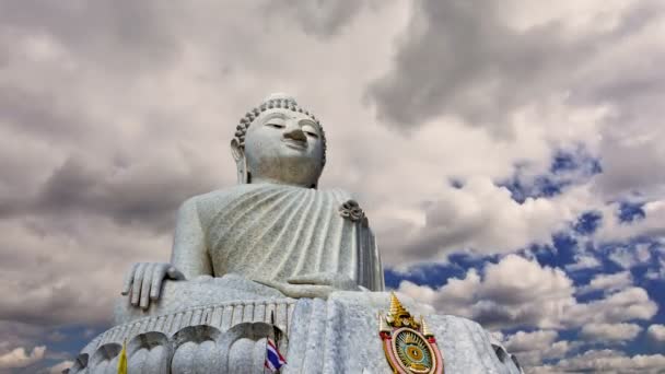 Fallecimiento Del Tiempo Del Cielo Nublado Gran Buda Phuket — Vídeos de Stock