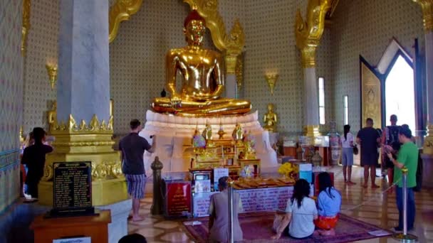 Złoty Budda Bangkok Religijny Zabytek — Wideo stockowe