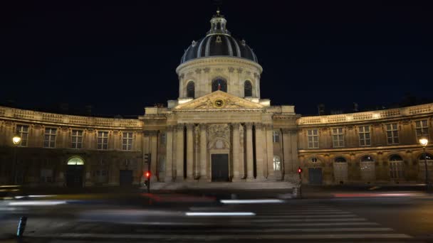 Nächtlicher Zeitraffer Des Institut France — Stockvideo