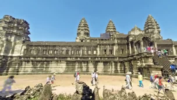 Τουρίστες Στο Angkor Wat Ναούς Λήξη Χρόνου — Αρχείο Βίντεο