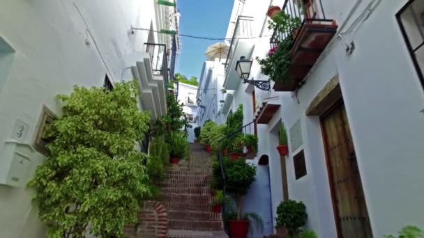 Typische Andalusische Straße Eines Dorfes Süden Spaniens Zeitlupe — Stockvideo