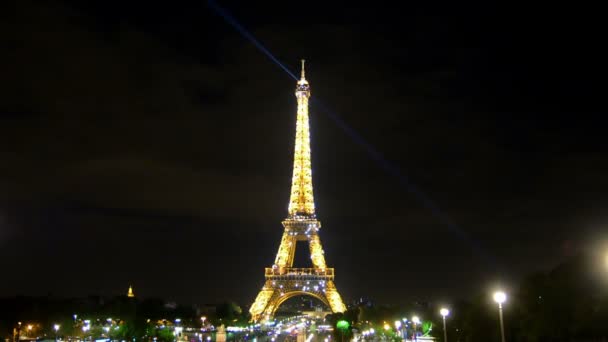 Paris França Por Volta Agosto 2016 Torre Eiffel Luzes Noite — Vídeo de Stock