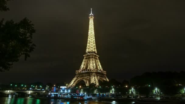 フランス 2017年12月 夜のエッフェル塔のタイムラプス — ストック動画