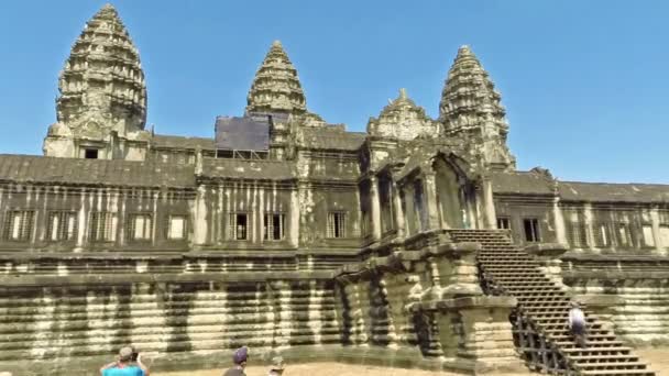 Τουρίστες Στο Angkor Wat Ναούς Λήξη Χρόνου — Αρχείο Βίντεο