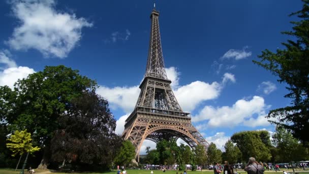 París Francia Alrededor Agosto 2016 Turistas Tomando Fotos Torre Eiffel — Vídeos de Stock