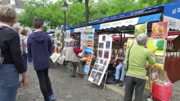 Paris France Vers Décembre 2017 Touristes Visitant Quartier Montmartre Rue — Video
