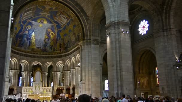 Paris France Circa August 2016 Tourists Sacred Heart Jesus Basilica — Stock Video