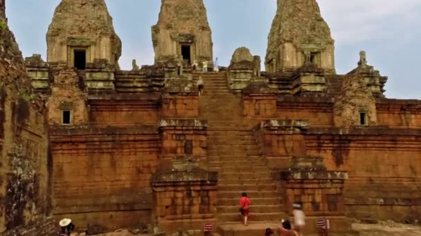 Τουρίστες Στο Angkor Wat Ναούς Λήξη Χρόνου — Αρχείο Βίντεο