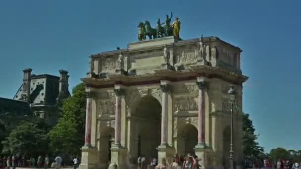 Paris Frankrike Cirka Juli 2017 Triumfbågens Triumfbågen Carrousel Hyperförfall Tuileriernas — Stockvideo