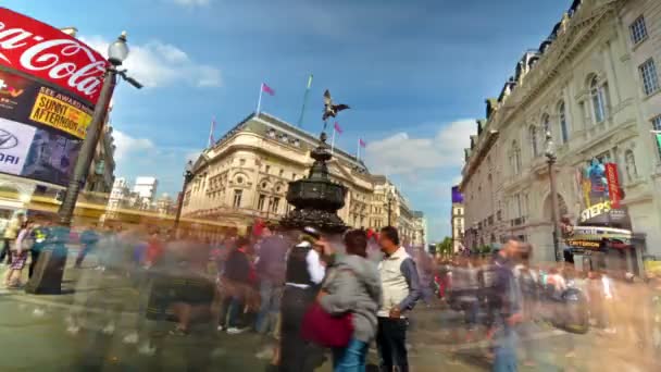 London United Kingdom April 2015 Tourists Piccadilly Circus Time Lapse — Stock Video