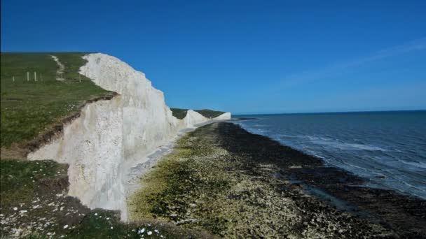 Seven Sister Tebeşir Kayalıkları Brighton Londra Birleşik Krallık — Stok video