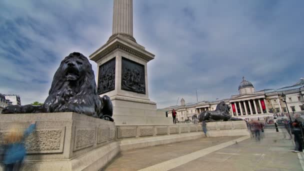London United Kingdom April 2015 Time Lapse Tourists Trafalgar Square — Stock Video