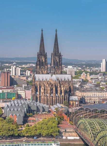 Luftaufnahme Der Hohenzollernbrücke Über Den Rhein Einem Sonnigen Tag Wunderschönes — Stockfoto