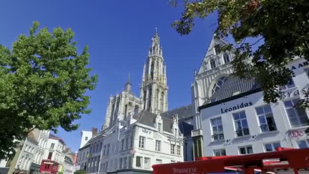 Αμβέρσα Βέλγιο Γύρω Στον Οκτώβριο Του 2017 Καθεδρικός Ναός Της — Αρχείο Βίντεο