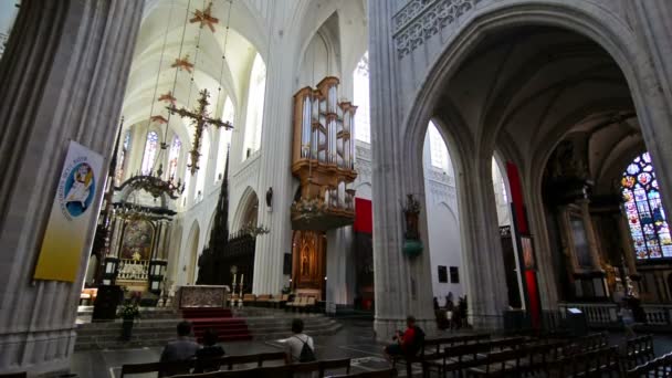 Antwerp Belgium Circa October 2017 Interior Cathedral Our Lady — 비디오