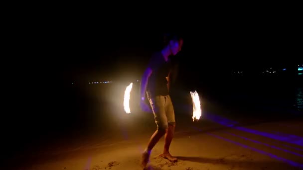 Дивовижний Пожежник Острові Біч Уночі — стокове відео