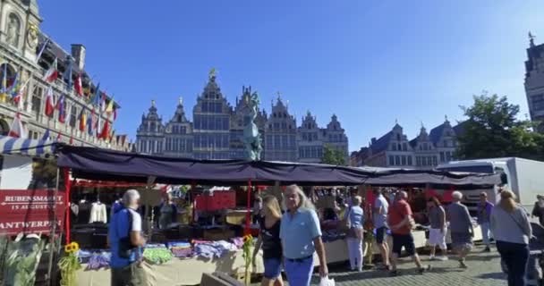 Amberes Bélgica Alrededor Octubre 2017 Mercado Callejero Plaza Grat Market — Vídeo de stock