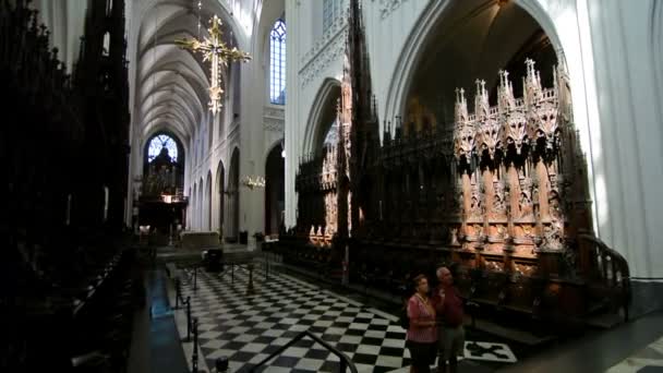 Antuérpia Bélgica Por Volta Outubro 2017 Interior Catedral Nossa Senhora — Vídeo de Stock