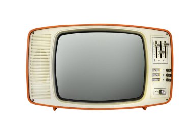 Retro televizyon beyaz bir arkaplan ile izole edilmiş bir maket oluşturur