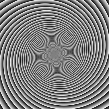 Radyal ışınlı siyah beyaz psikedelik spiral. Döndürme girdabı hipnotik spiral arka plan.