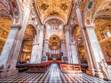 Bergamo, İtalya, Mayıs 2018. Santa Maria Maggiore Bazilikası.