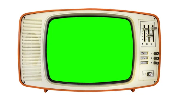 Retro televizyon beyaz bir arkaplan ile izole edilmiş bir maket oluşturur
