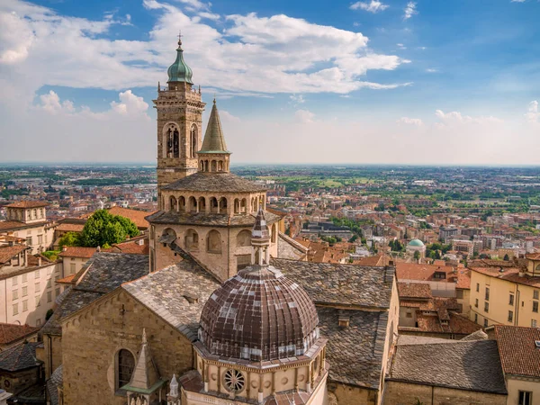 Aerial View Basilica Santa Maria Maggiore Cappella Colleoni Citta Alta — Stock Photo, Image
