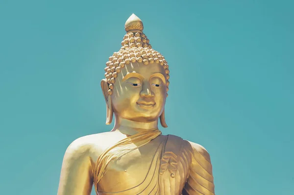 Golden Buddha Next Big Buddha Phuket Thailand Toned Image Vintage — Stock Photo, Image