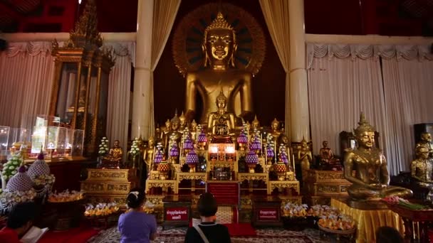 Τσιάνγκ Μάι Άνθρωποι Προσεύχονται Στον Βούδα Στο Γουάτ — Αρχείο Βίντεο