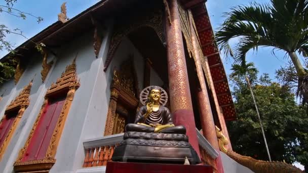 Buddha Entrance Temple Chiang Mai Thailand Zoom — Stock Video