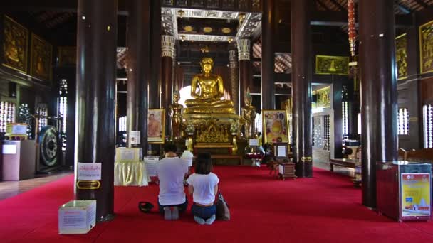 Chiang Mai Människor Ber Till Buddha Wat — Stockvideo