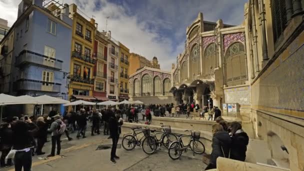 Valencia Espagne Vers Mars 2018 Touristes Visitant Mercado Central Main — Video