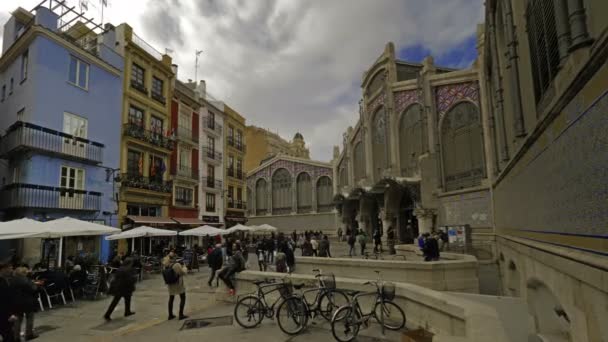Valencia Spanien Cirka Mars 2018 Turister Som Besöker Mercado Central — Stockvideo
