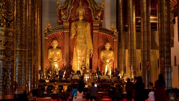 Chiang Mai Menschen Beten Buddha Wat — Stockvideo