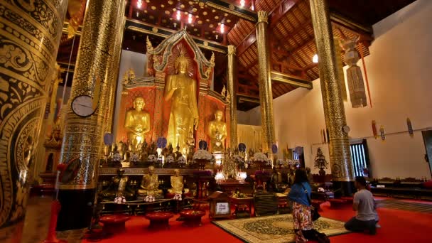 Chiang Mai Människor Ber Till Buddha Wat — Stockvideo