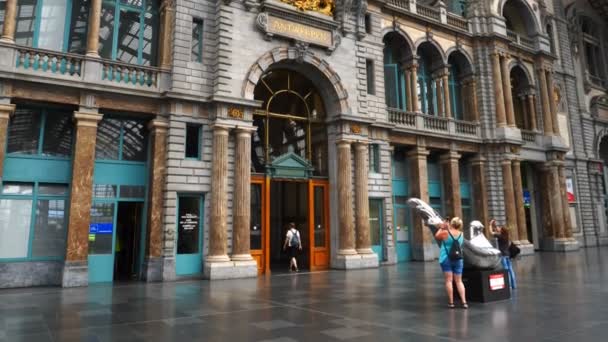 Anvers Belgique Vers Août 2019 Touristes Navetteurs Anvers Gare — Video