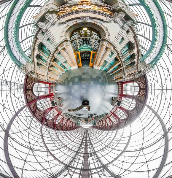 Antwerp Belgium Circa September 2019 Distorted Panorama Main Train Station — Stock Photo, Image