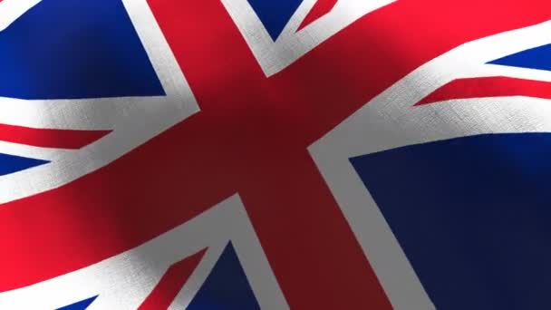 Großbritannien Schwenkt Große Britische Flagge Nahtlose Cgi Animation Hochdetaillierte Stofftextur — Stockvideo