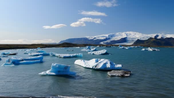 Zlanda Nın Turistik Yerlerinden Biri Olan Lagündeki Jokulsarlon Buzulları Buzdağları — Stok video