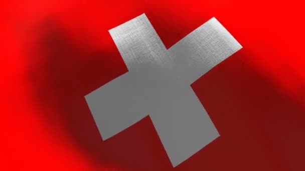 Switzerland Waving Flag Seamless Cgi Animation Highly Detailed Fabric Texture — Stock Video
