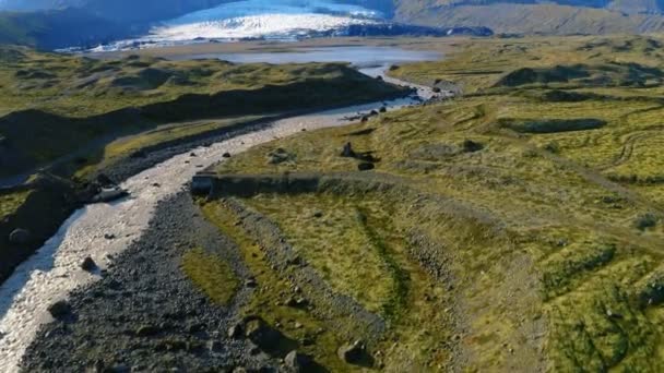 Icelandic Landscape Epic Aerial View Fjallsarlon Glacier Lagoon Sunset — Stock Video